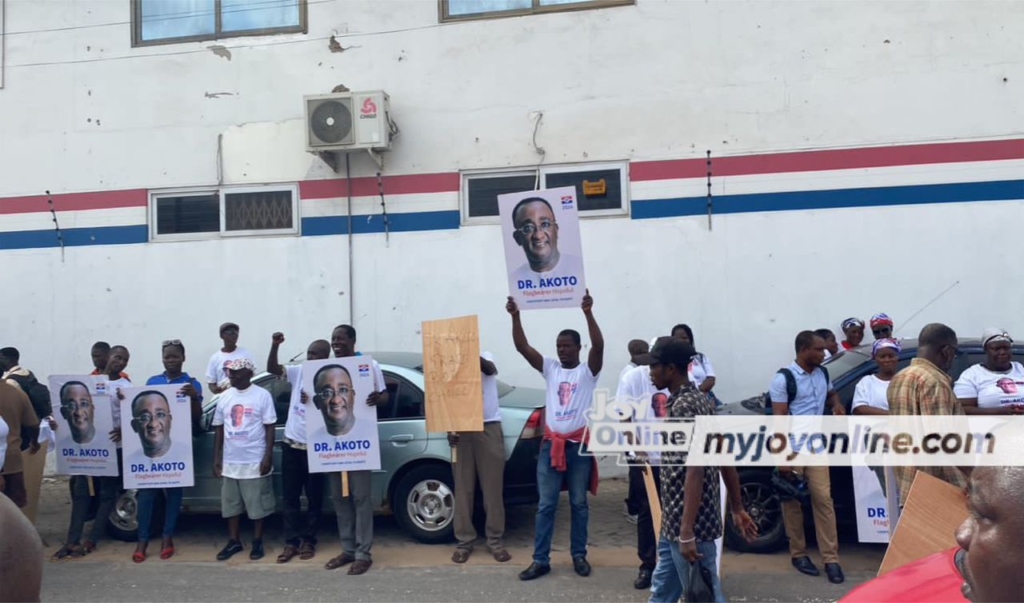 NPP flagbearership race: Supporters pick form for Dr Afriyie Akoto