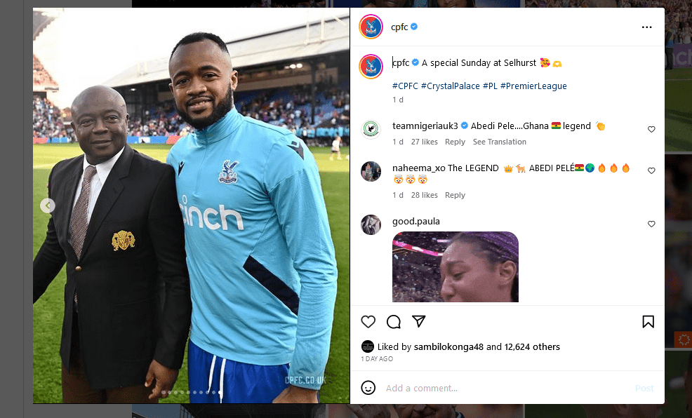 Abedi Pele watches Jordan Ayew face off with Andre Ayew at Selhurst Park