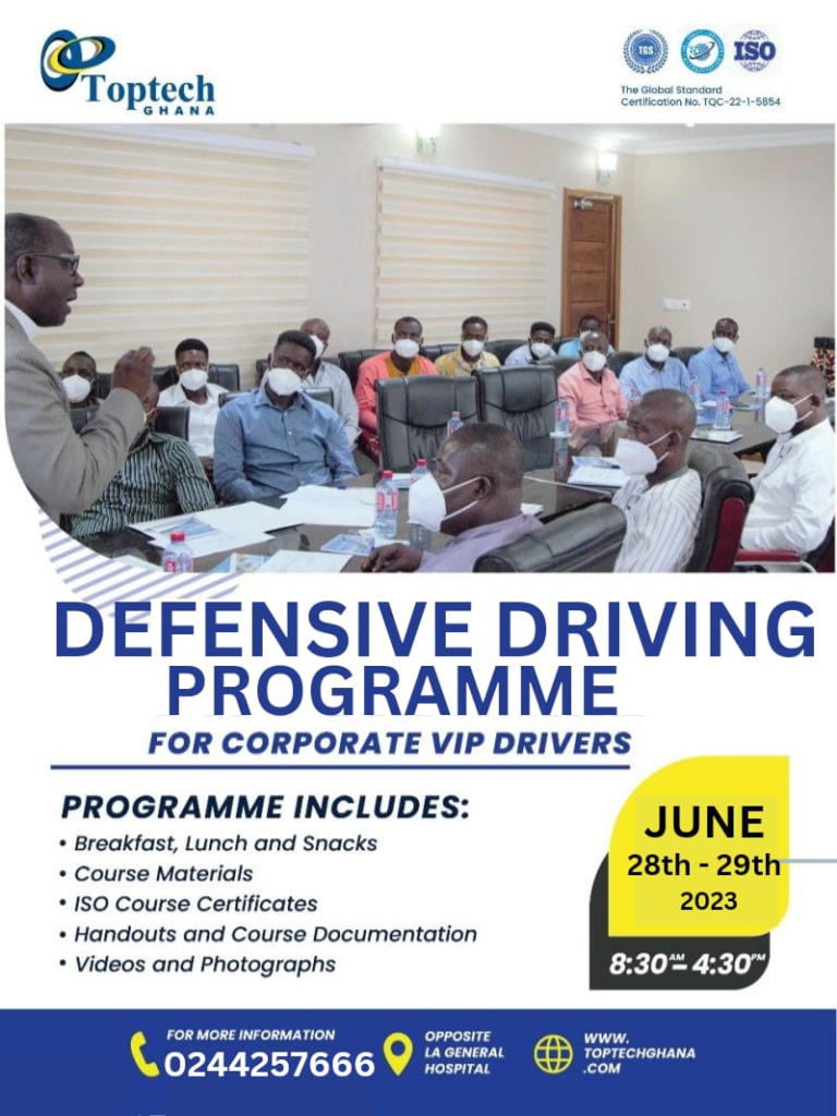 Toptech Ghana to provide ISO certified defensive driving course for corporate and VIP drivers