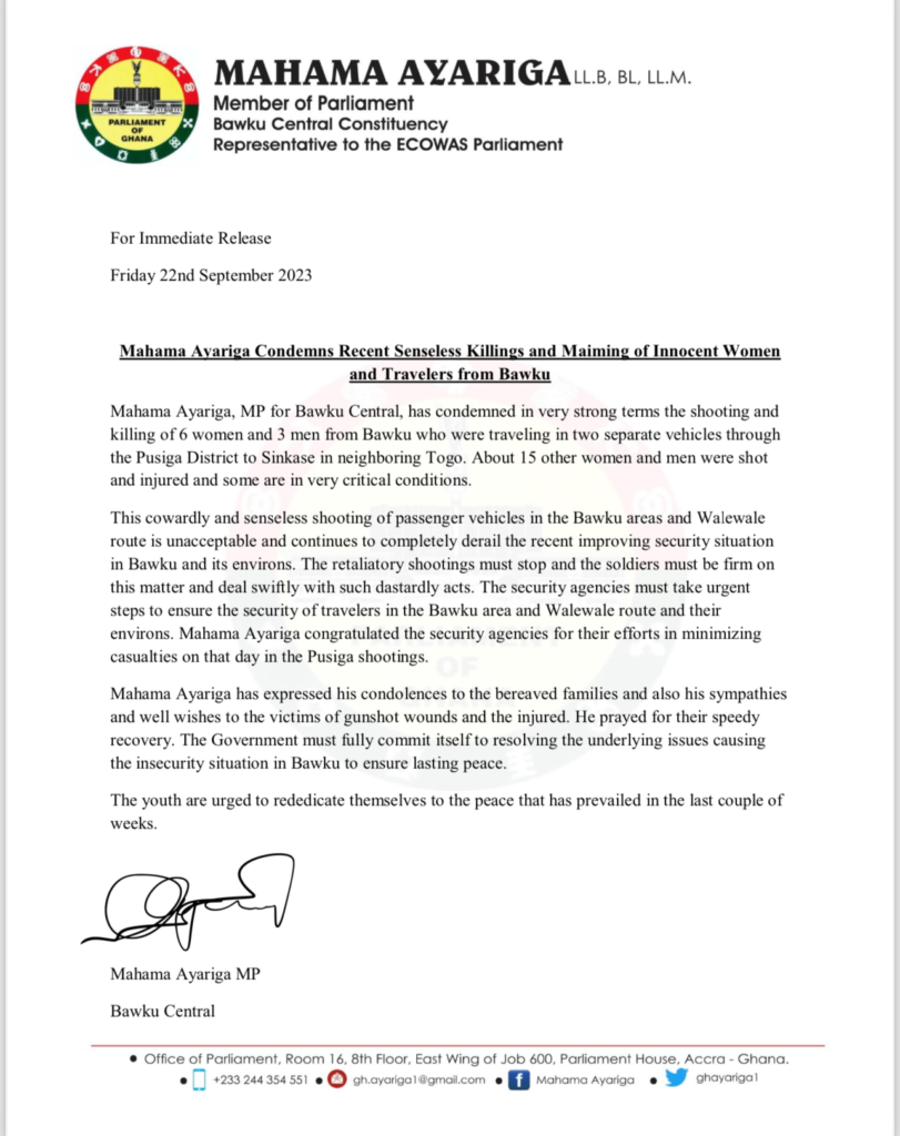 Mahama Ayariga condemns killing of 9 in highway ambush at Pusiga Mahama Ayariga condemns killing of 9 in highway ambush at Pusiga