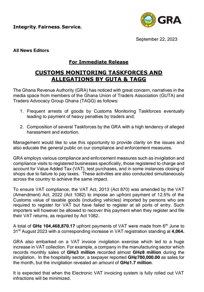 GRA clears air over allegation of harassment; recovers over ¢104,000 from upfront payments GRA clears air over allegation of harassment; recovers over ¢104,000 from upfront payments