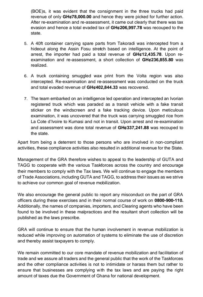 GRA clears air over allegation of harassment; recovers over ¢104,000 from upfront payments GRA clears air over allegation of harassment; recovers over ¢104,000 from upfront payments