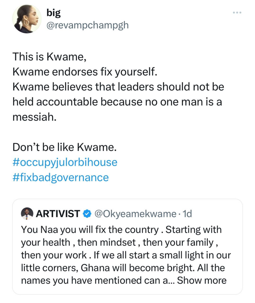 Okyeame Kwame faces backlash over post about how to 'fix the country'
