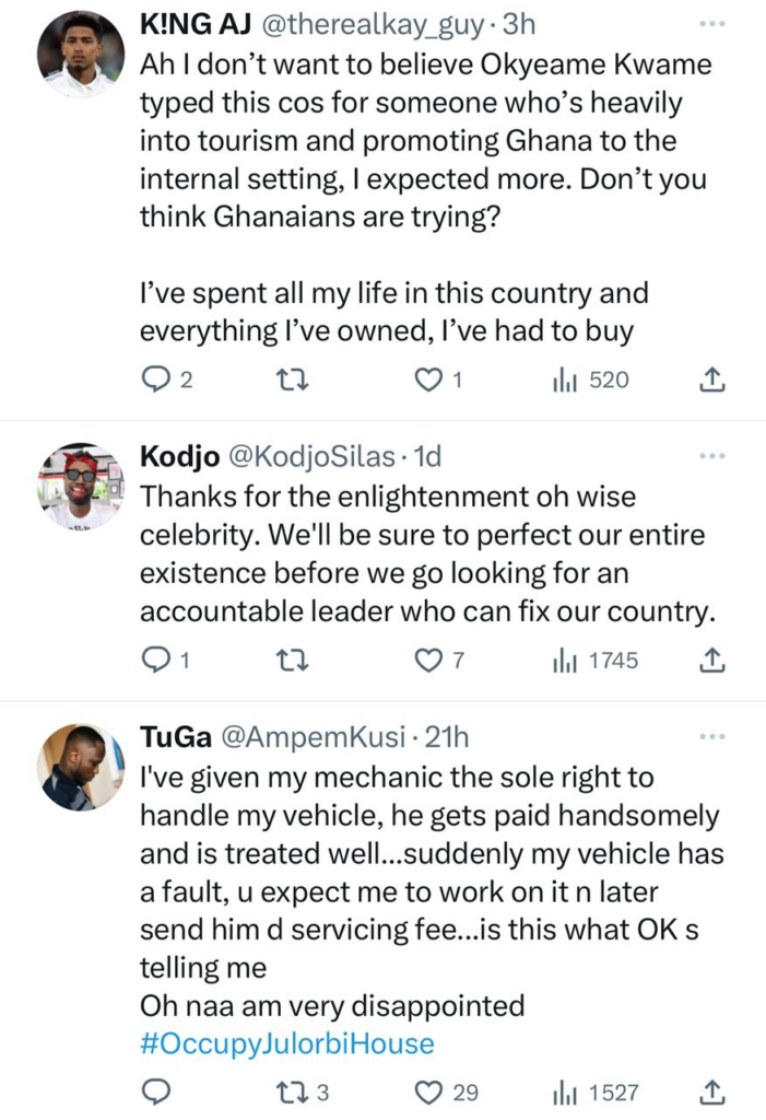 Okyeame Kwame faces backlash over post about how to 'fix the country'