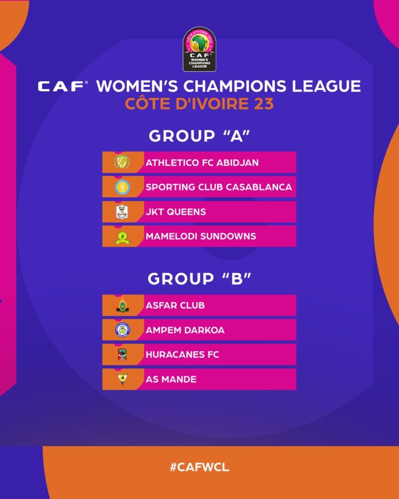 CAF Women's Champions League: Ampem Darkoa to face ASFAR Club, two others in Group B