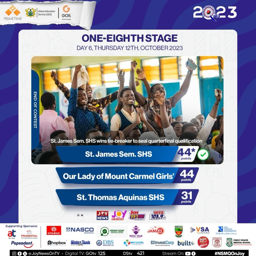 NSMQ 2023: Prempeh College, St James Sem, Opoku Ware and all schools that won on day 2 of one-eighth