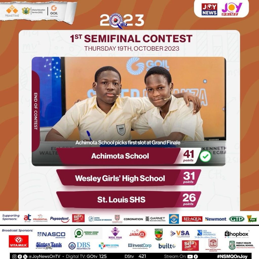 NSMQ: Achimota School, Opoku Ware, PRESEC Legon are the 2023 finalists