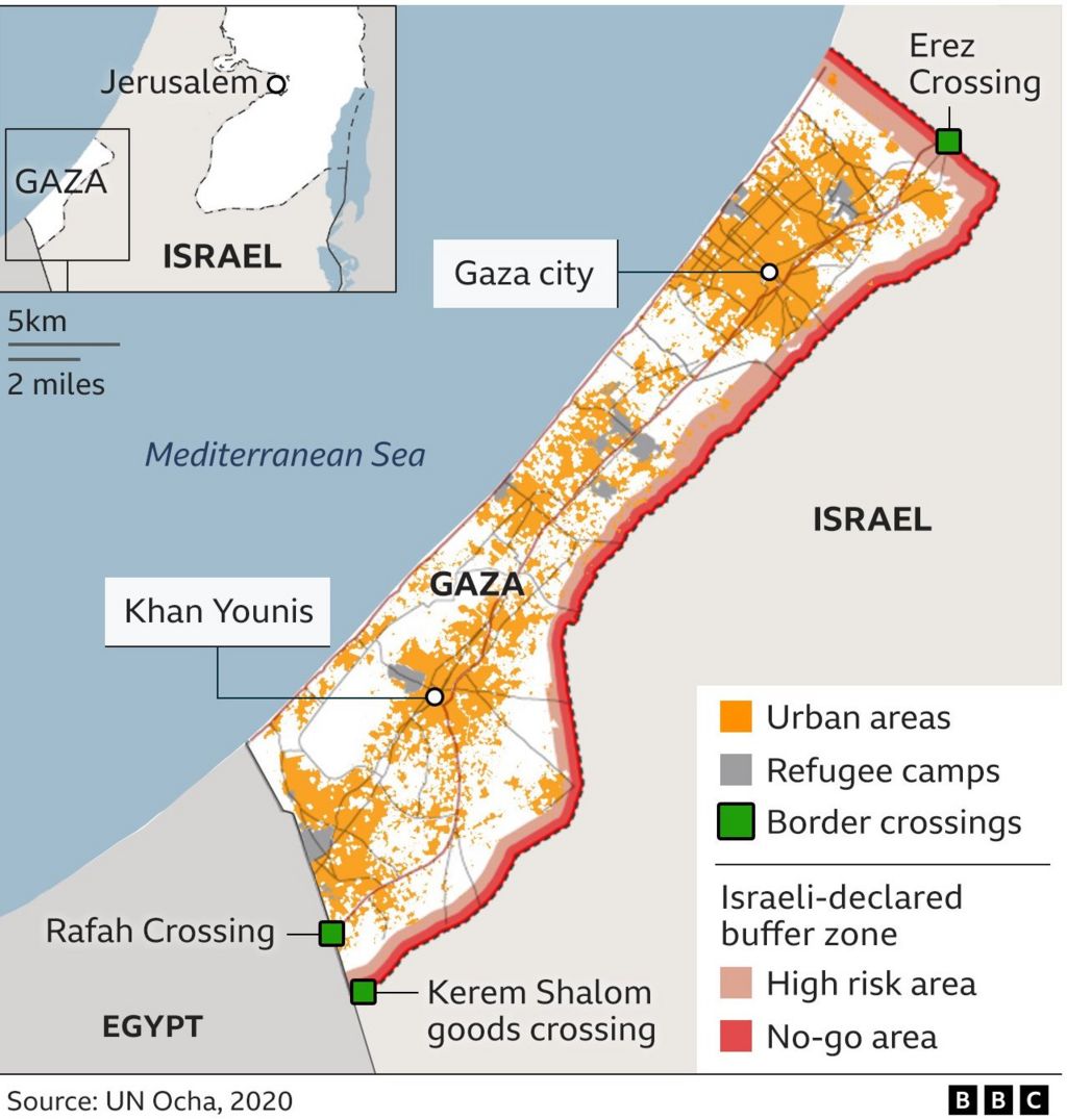 A detailed map of Gaza