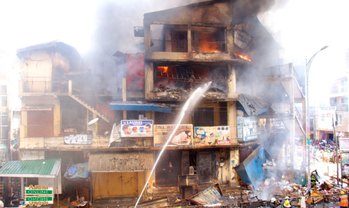 Makola Shopping Mall Fire: Victims takeover Mall’s car park 2 makola