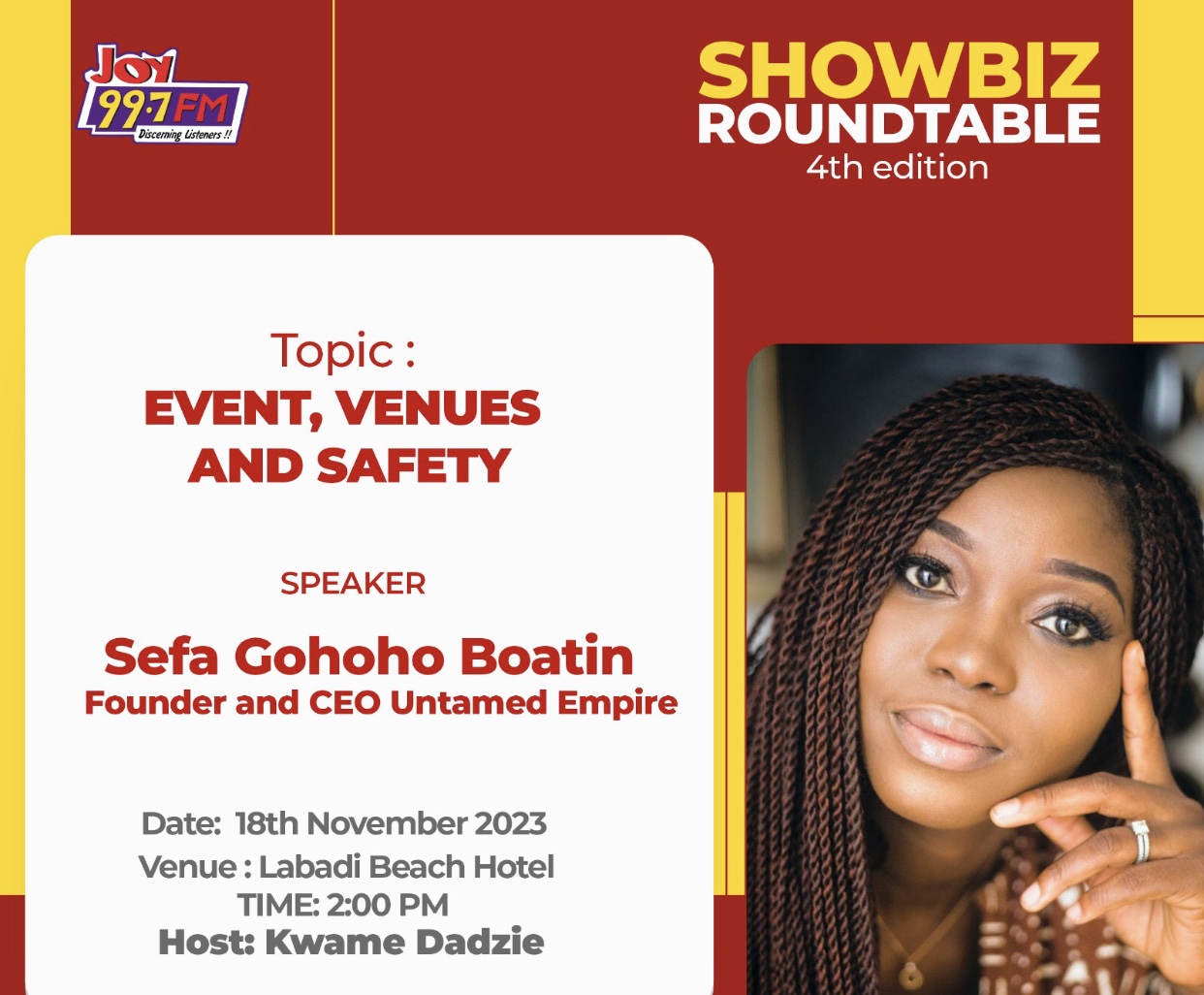 Untamed Empire CEO Sefa Gohoho to speak at Joy FM's 'Showbiz Roundtable' - Vimarsana News