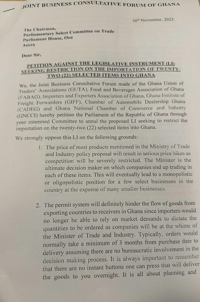 Don't pass import restrictions bill - GUTA, 5 other groups petition Parliament