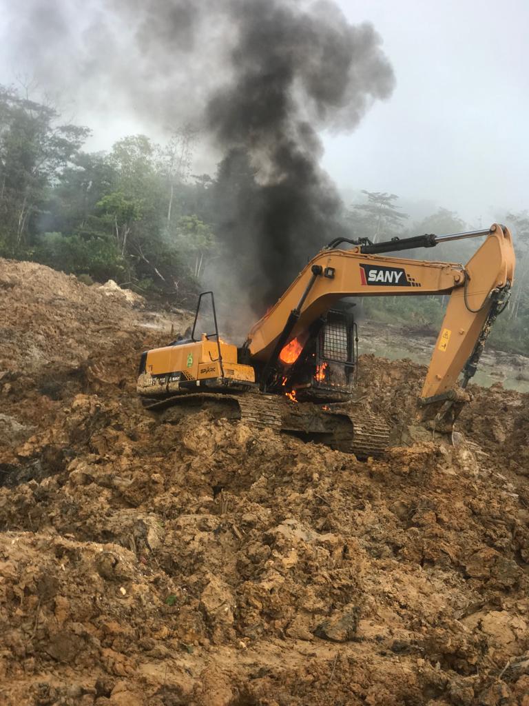 Forestry Commission arrests 10, burns 2 excavators in operation at Anwiaso East Forest Reserve