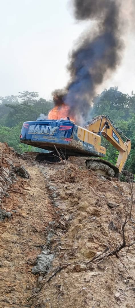 Forestry Commission arrests 10, burns 2 excavators in operation at Anwiaso East Forest Reserve