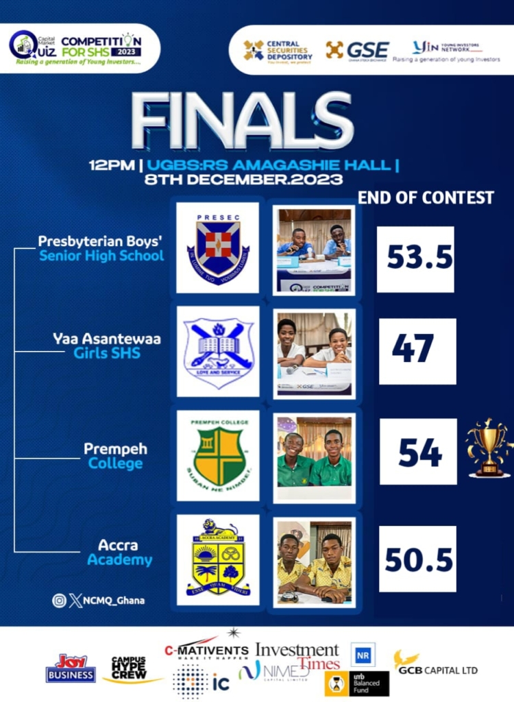 Capital Market Quiz: Prempeh beats Presec, 2 others to win 2023 edition