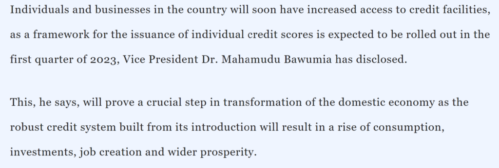 Does Ghana have a credit scoring system?