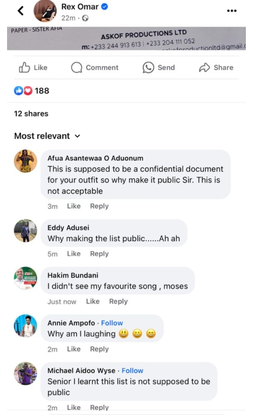 Ghanaians bash Rex Omar for disclosing list of Afua Asantewaa 'Sing-a-Thon' songs