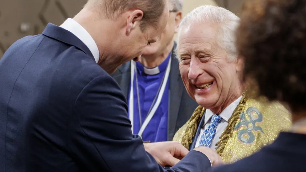 King Charles jokes about 'sausage fingers' with Prince William in Coronation film