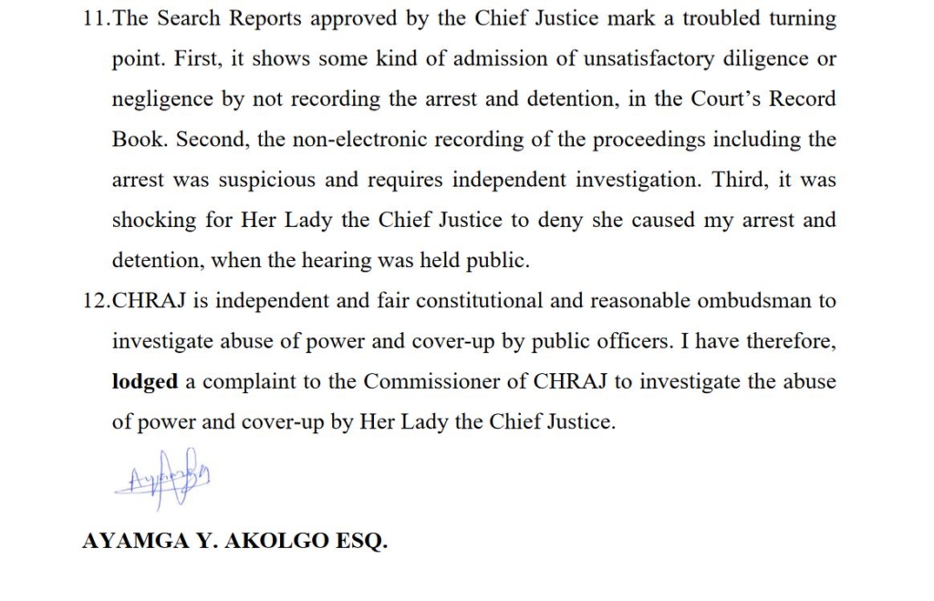 Rejoinder: Online publications on arrest of Senior Police Officer and lawyer on orders of the Chief Justice