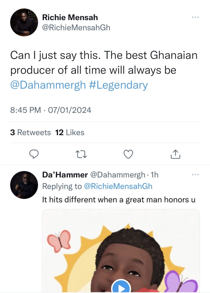 Hammer is the best Ghanaian producer of all time - Richie  