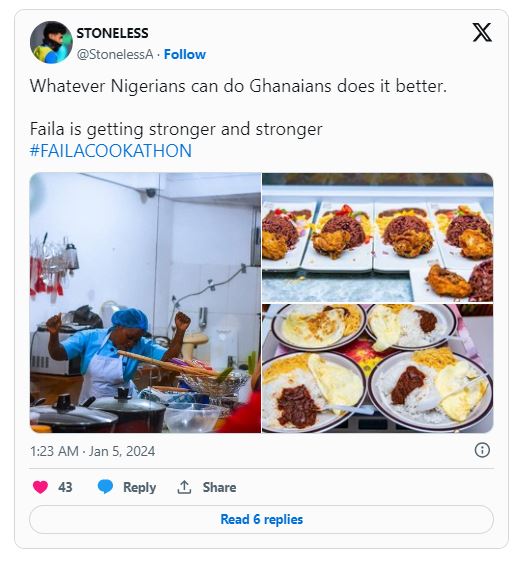 Chef Failatu praised after surpassing Nigeria's Hilda Baci's 93hrs cook-a-thon record