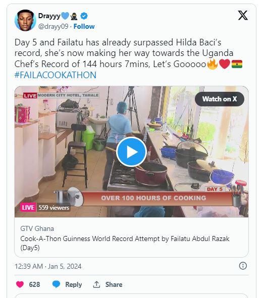 Chef Failatu praised after surpassing Nigeria's Hilda Baci's 93hrs cook-a-thon record