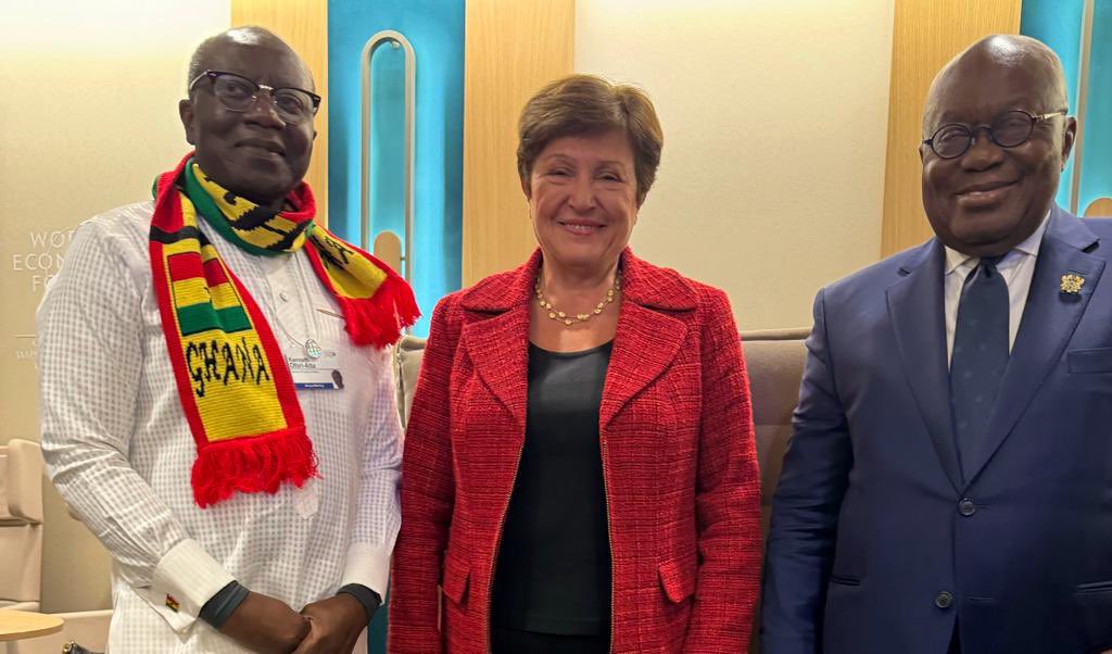 IMF boss with Akufo Addo and Ken Ofori Atta