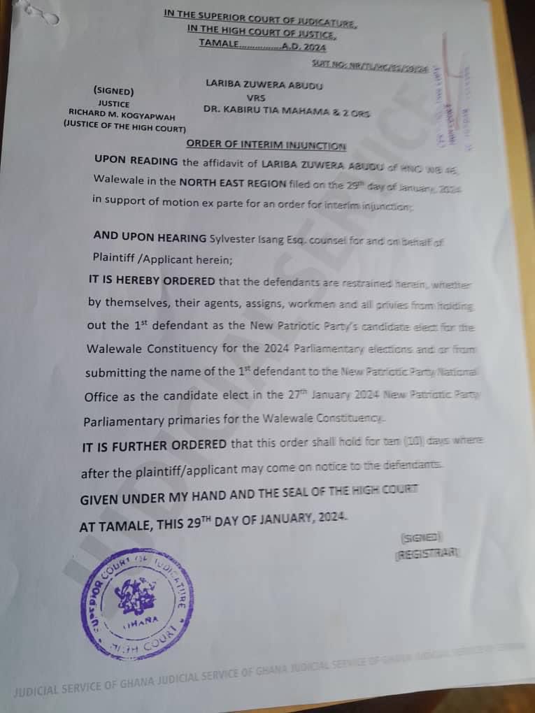 NPP Primaries: MP secures injunction against 'conqueror' in Walewale primary