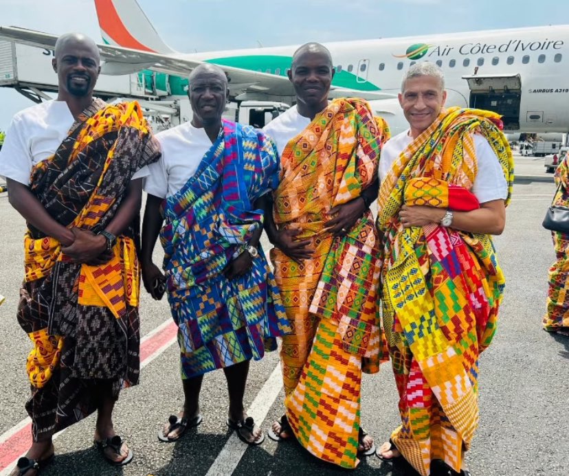 AFCON 2023: Black Stars slay traditional kente on arrival in Abidjan
