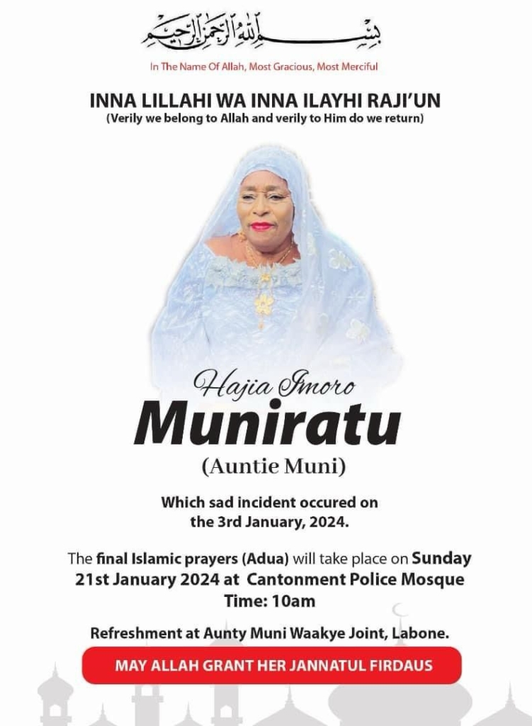 Final funeral rites for Auntie Muni announced