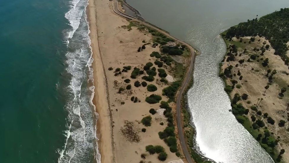 The Kattupalli coast in an aerial view