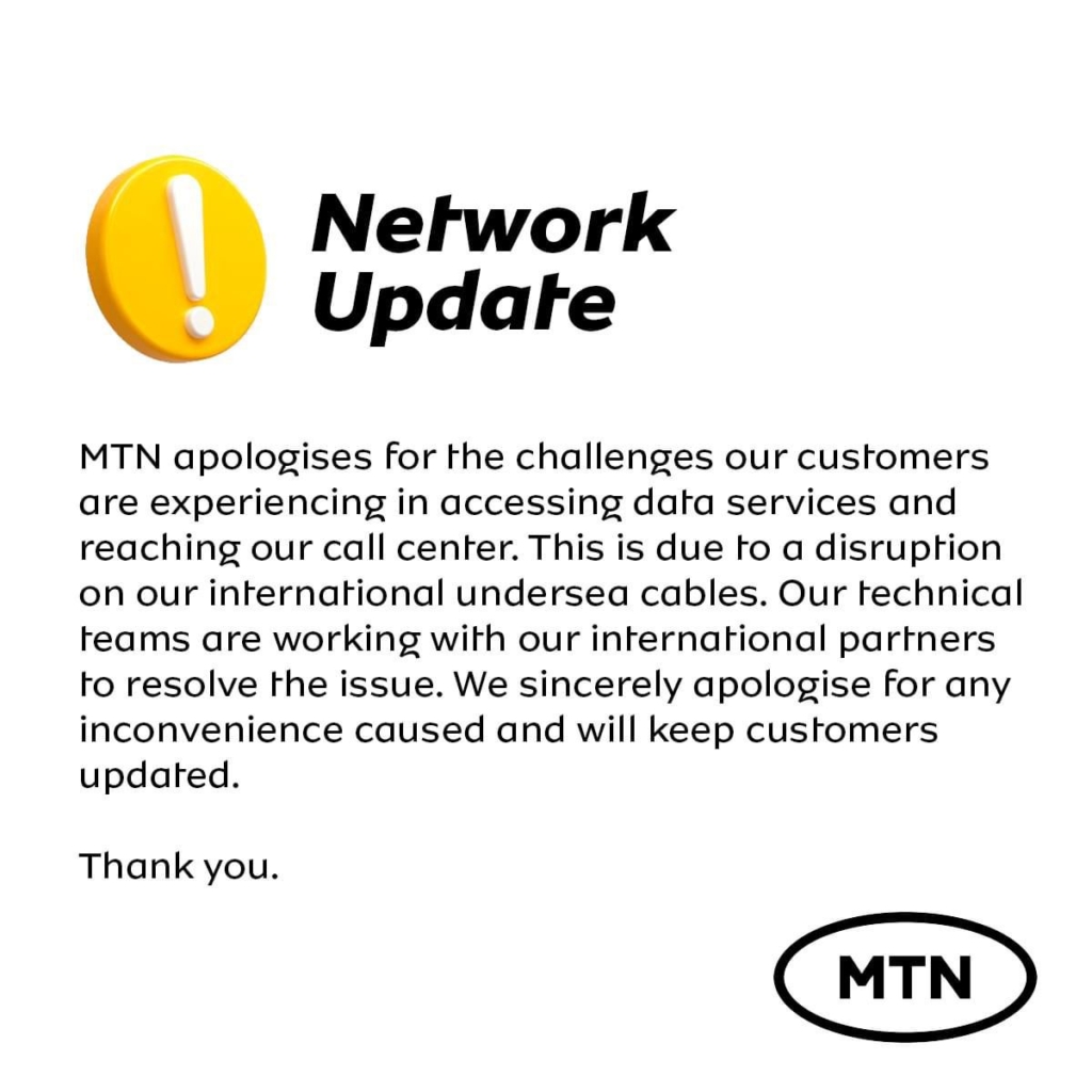 MTN Ghana apologises to subscribers for internet connectivity challenges