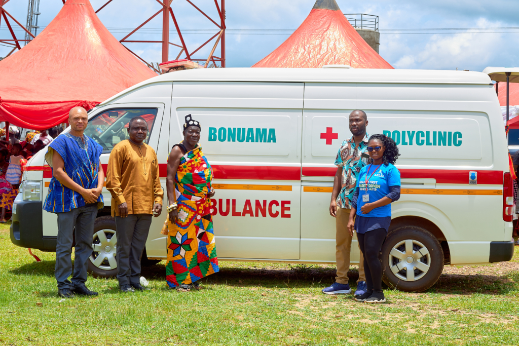 Kasapreko, GIZ support Bonuama community with ambulance, water storage plant