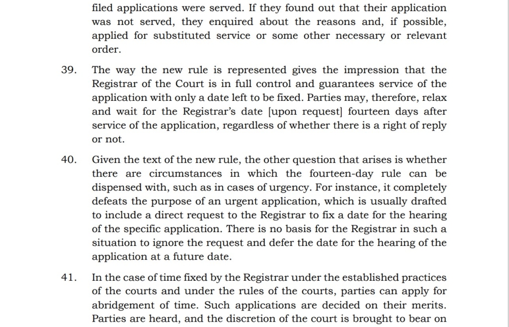 Fixing of Dates for Hearing Applications (Generally) in the Supreme Court - What Have we Fixed?