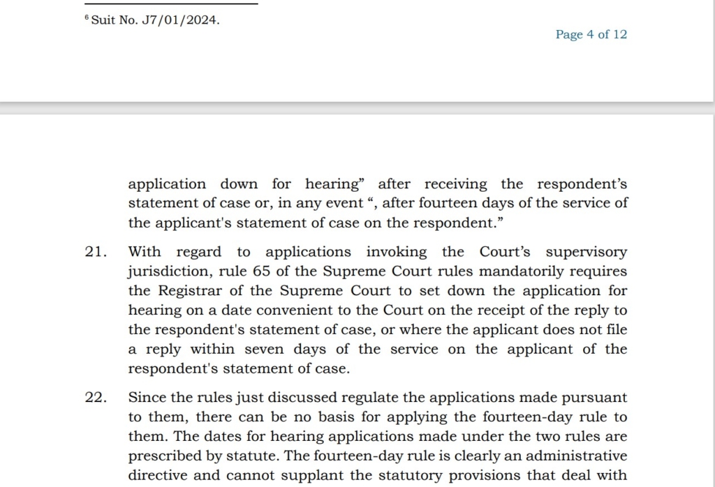 Fixing of Dates for Hearing Applications (Generally) in the Supreme Court - What Have we Fixed?