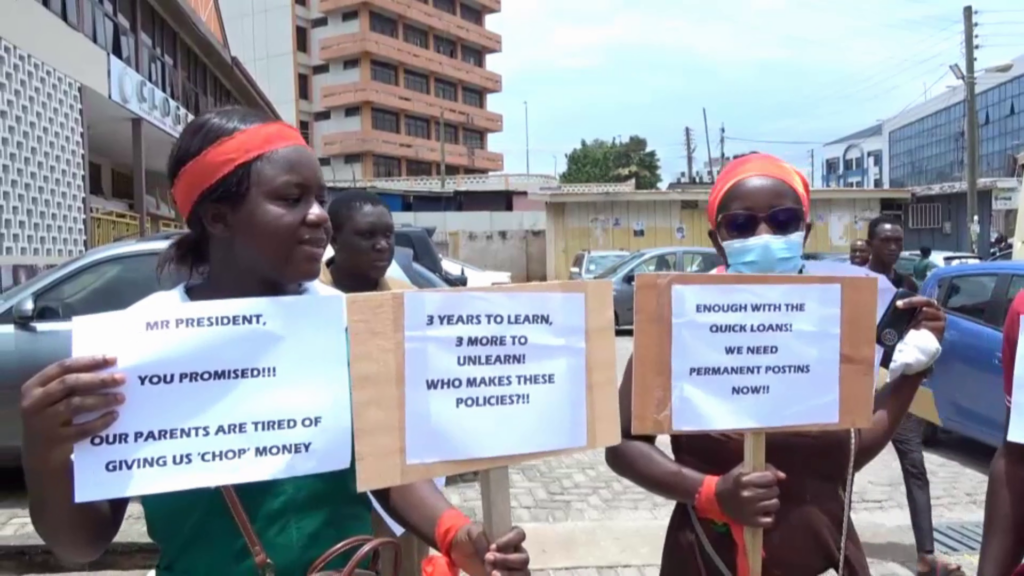 Unemployed nurses, midwives in Kumasi protest over delayed postings