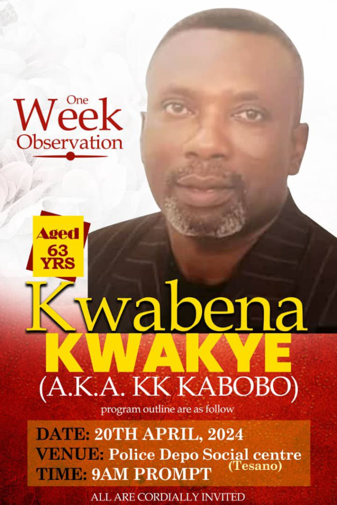 Family of K.K Kabobo announces date for observance service