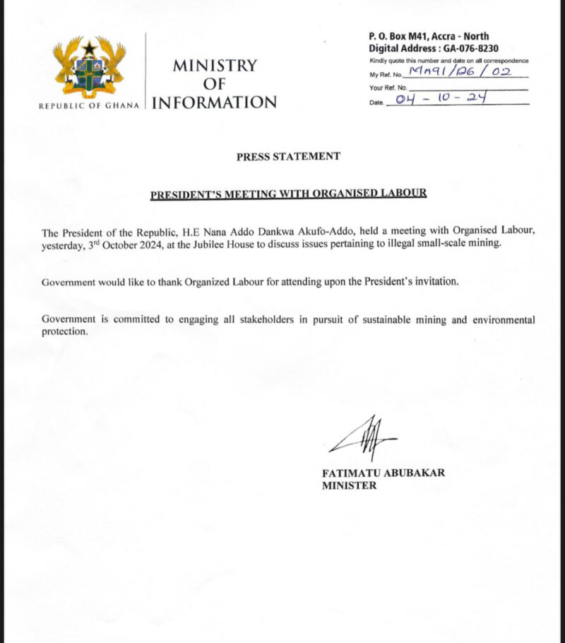 Galamsey: Gov't committed to engaging all stakeholders - Information Ministry