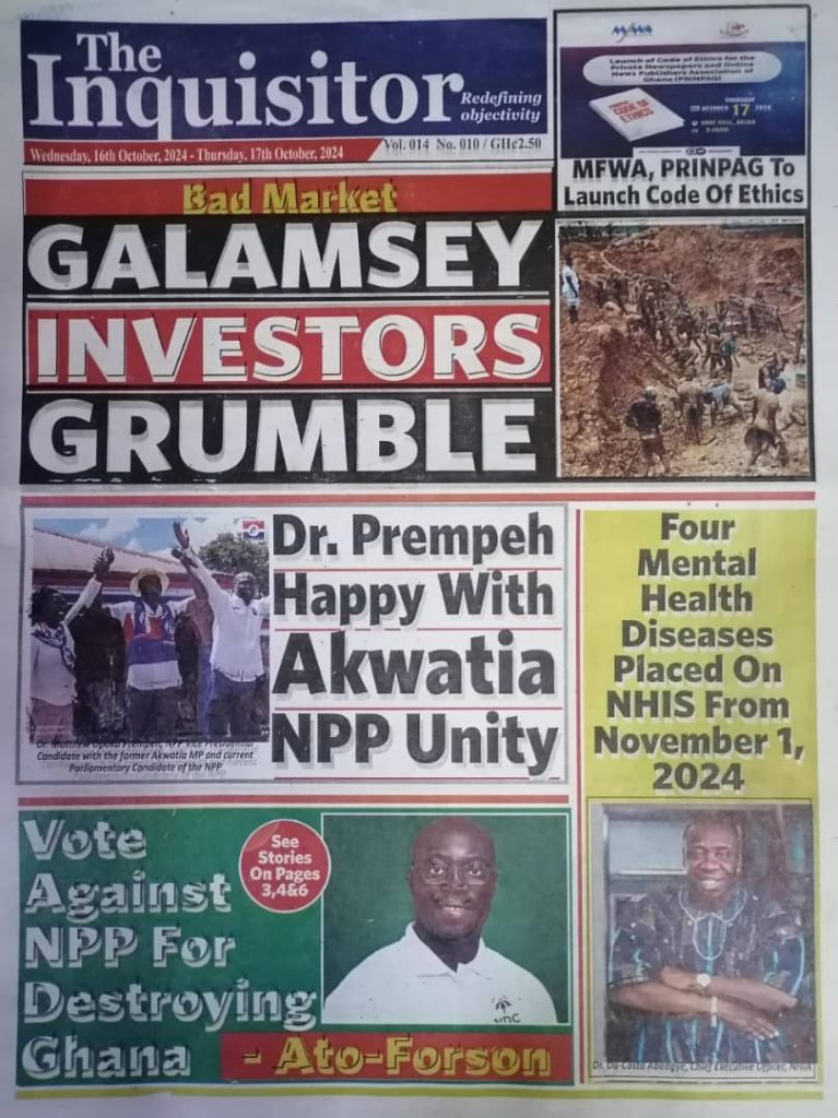 Today's front pages: Wednesday, October 16, 2024