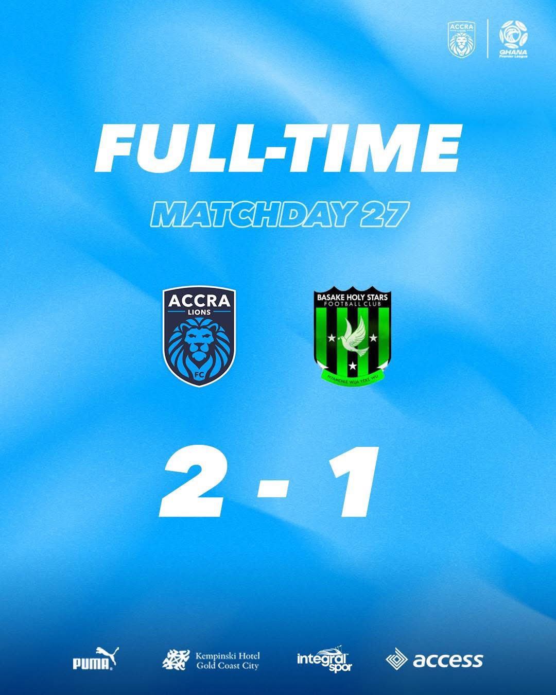 GPL 2024/25: Late comeback sees Accra Lions beat Basake Holy Stars 2 Accra Lions