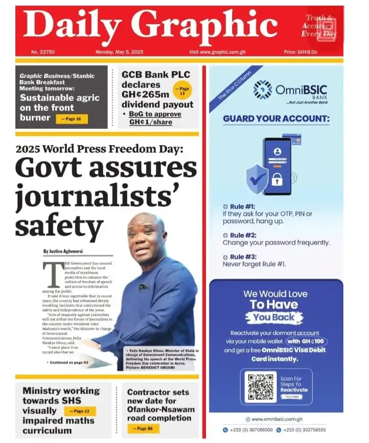 Today’s front pages: Monday, May 5, 2025 – MyJoyOnline