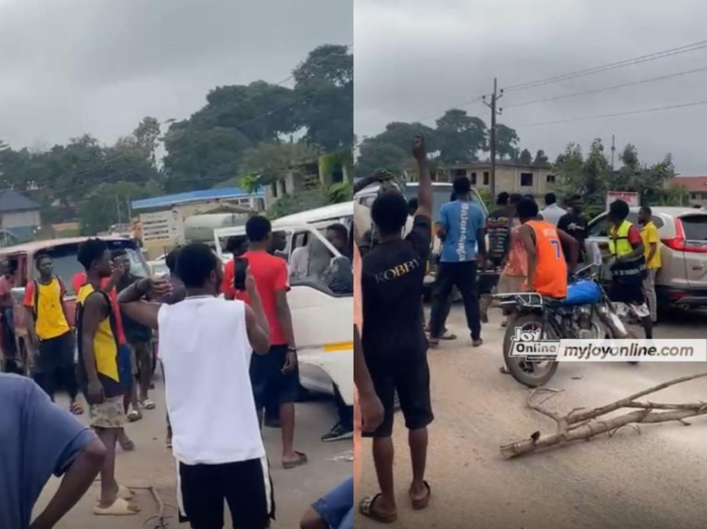A/R: Duase drivers block road in protest arrest of drivers charging unapproved fares – MyJoyOnline