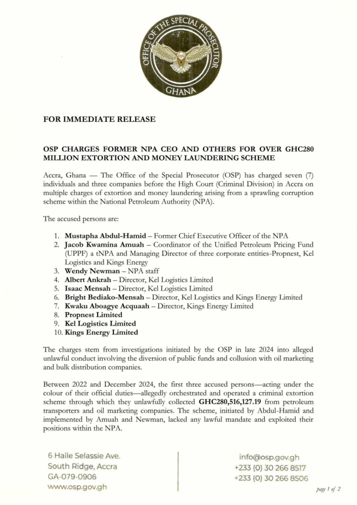 OSP charges ex-NPA boss and others in GH¢280m extortion and money laundering scandal 2 IMG 5407
