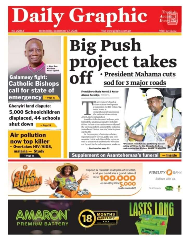 Today’s front pages: Wednesday, September 17, 2025 – MyJoyOnline