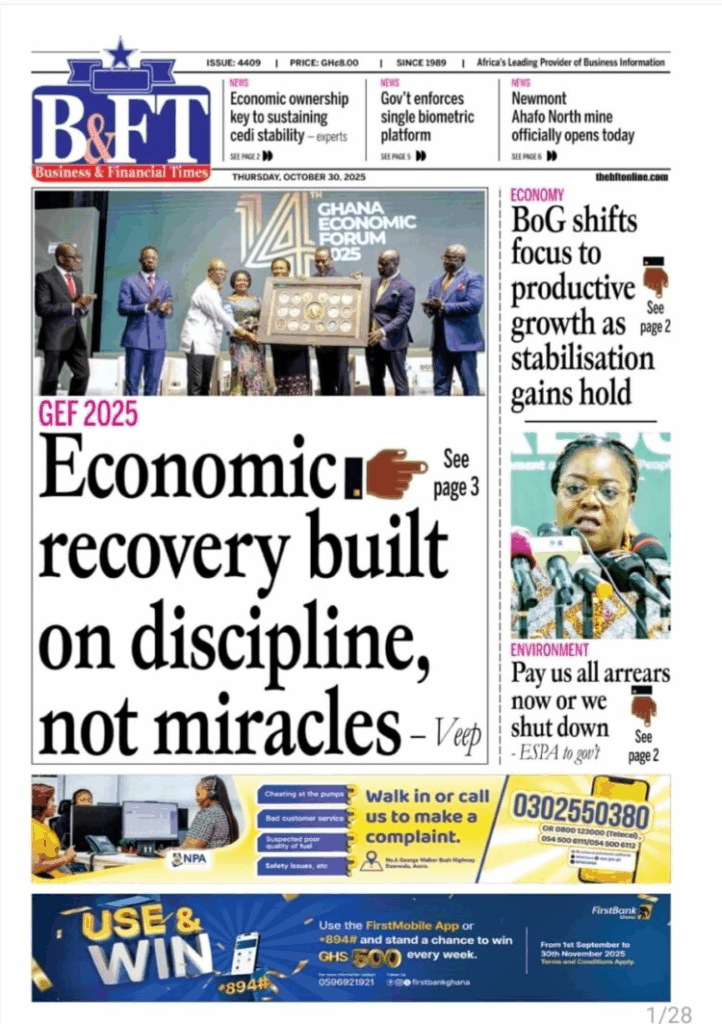 Today's Front pages: Thursday, October 30, 2025