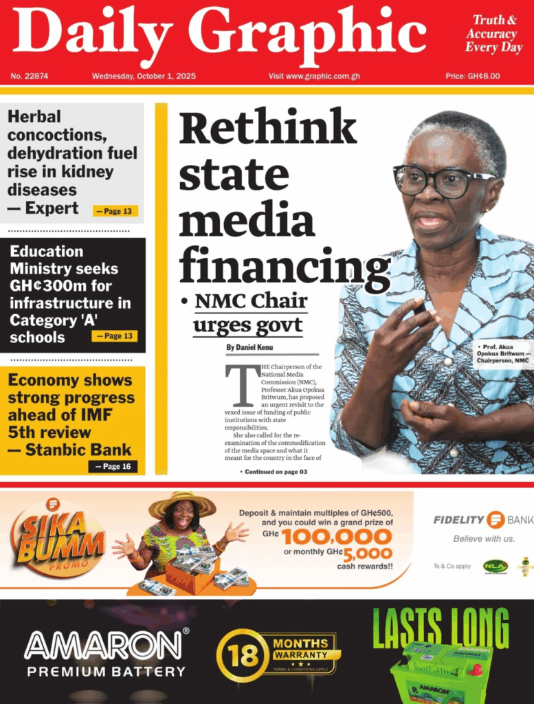 Today’s front pages: Wednesday, October 1, 2025 – MyJoyOnline