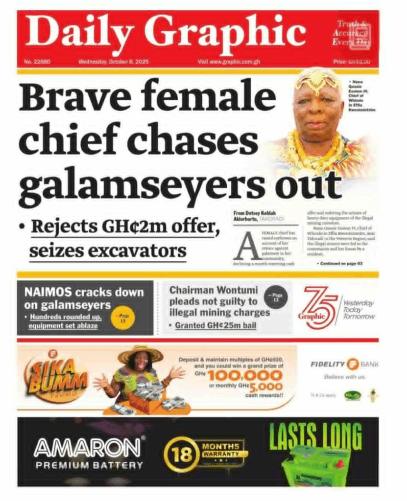Today’s front pages: Wednesday, October 8, 2025 – MyJoyOnline