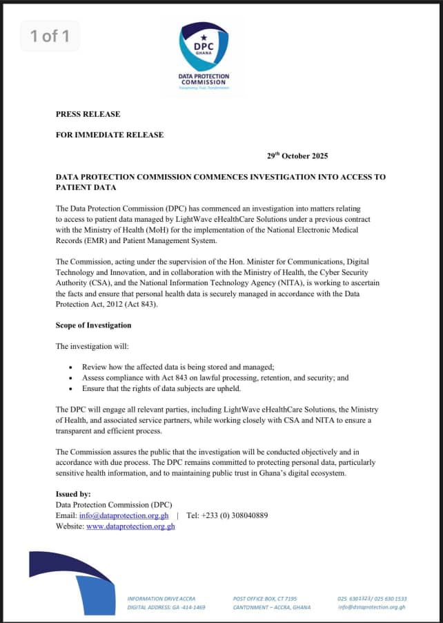 Data Protection Commission probes access to patient data managed by LightWave eHealthCare Solutions Data Protection Commission probes access to patient data managed by LightWave eHealthCare Solutions