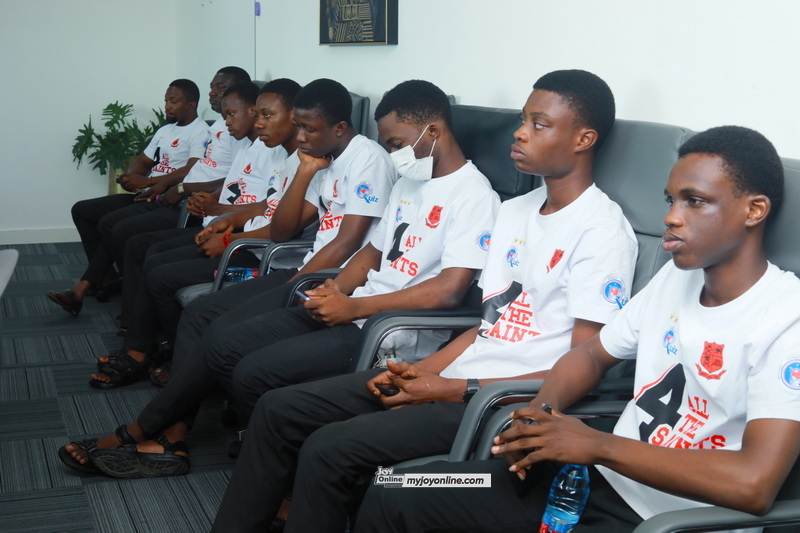 NSMQ 2025 Winners present trophy to CEO of MobileMoney Ltd NSMQ 2025 Winners present trophy to CEO of MobileMoney Ltd