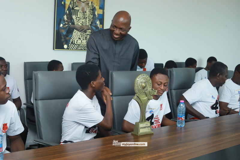 NSMQ 2025 Winners present trophy to CEO of MobileMoney Ltd NSMQ 2025 Winners present trophy to CEO of MobileMoney Ltd