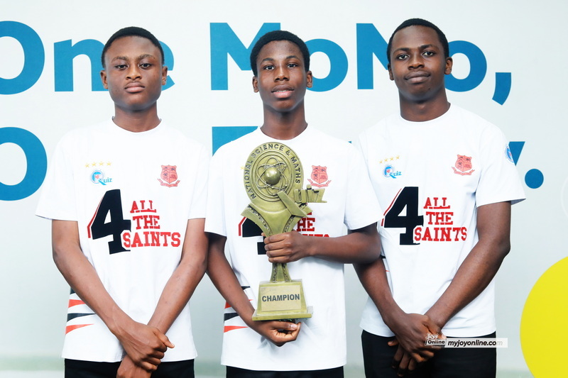 NSMQ 2025 Winners present trophy to CEO of MobileMoney Ltd NSMQ 2025 Winners present trophy to CEO of MobileMoney Ltd